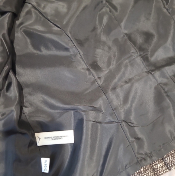 Ann Taylor Wool Blend Tweed Cropped Jacket Blazer grey brown 3/4 sleeve SZ 12 - Picture 9 of 12